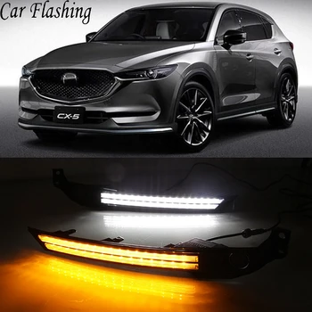 

Car Flashing 2Pcs DRL 12V LED Daytime Running Light For Mazda CX-5 CX5 2017 2018 2019 With Yellow Turning Signal Function