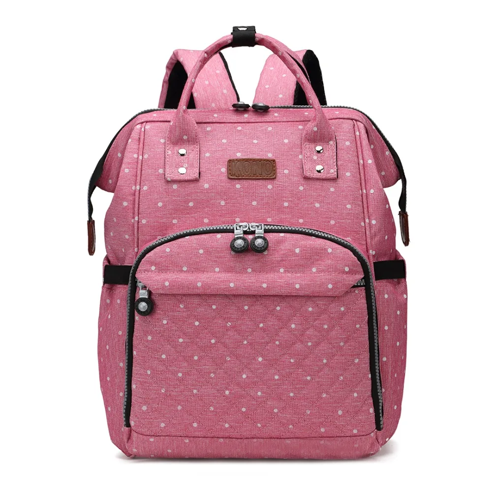 

KONO Women Mummy Maternity Diaper Nappy Changing Bag Large Baby Nursing Clean Care Bags Pink Travel Backpack Stroller YD6705