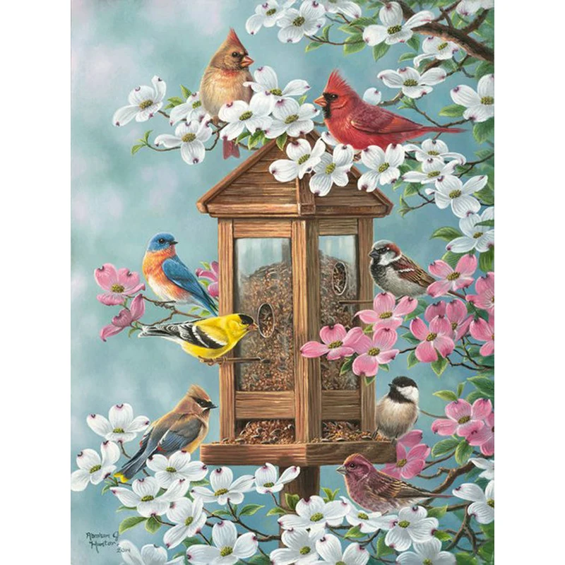 

YIKEE Diamond Painting Bird Flower Rhinestones Pictures Cross Stitch Mosaic House k236