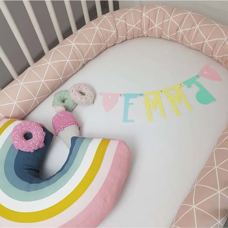 

250cm/200cm Newborn Baby Back Cushion Bed Bumper Plaid Throw Pillow Bumper Infant Crib Fence Cotton Kids Room Bedding Decoration