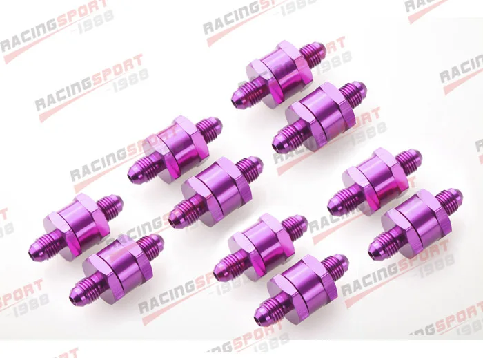 

10pcs 4AN Fuel Non Return One Way Check Valve Petrol Diesel Aluminium Alloy OWV-06-PURPLE-10