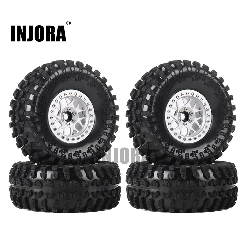 INJORA 4 шт. 2,2 дюймов Beadlock Колесные диски и резиновые шины для 1/10 RC Рок Гусеничный осевой SCX10 RR10 AX10 Wraith 90048 90018 KM2