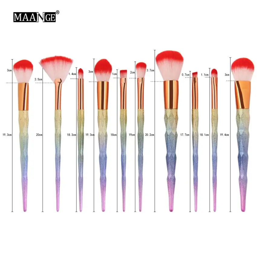

Famous Brand MAANGE 10PCS Makeup Brushes kit High Quality Foundation Eyebrow Eyeliner Blush Cosmetic Concealer Brushes maquillaj