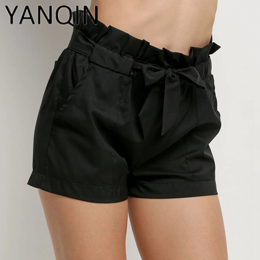 

2018 Summer Fashion Women Shorts Loose Casual Shorts Design Patchwork Plus Size High Waist female With Belt Y094