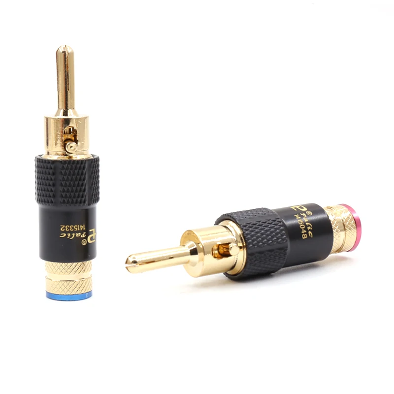 4Pcs Rhodium Plated Speaker Cable Wire Banana Connector Plug