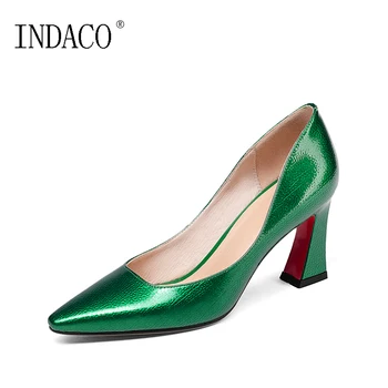 

Spring Luxury Green Gold Black Pumps Office OL Style Shoes Red Bottoms for Women Heels 8cm
