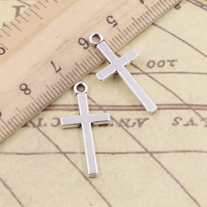 

10pcs Charms double sided cross 13x27mm Tibetan Silver Plated Pendants Antique Jewelry Making DIY Handmade Craft