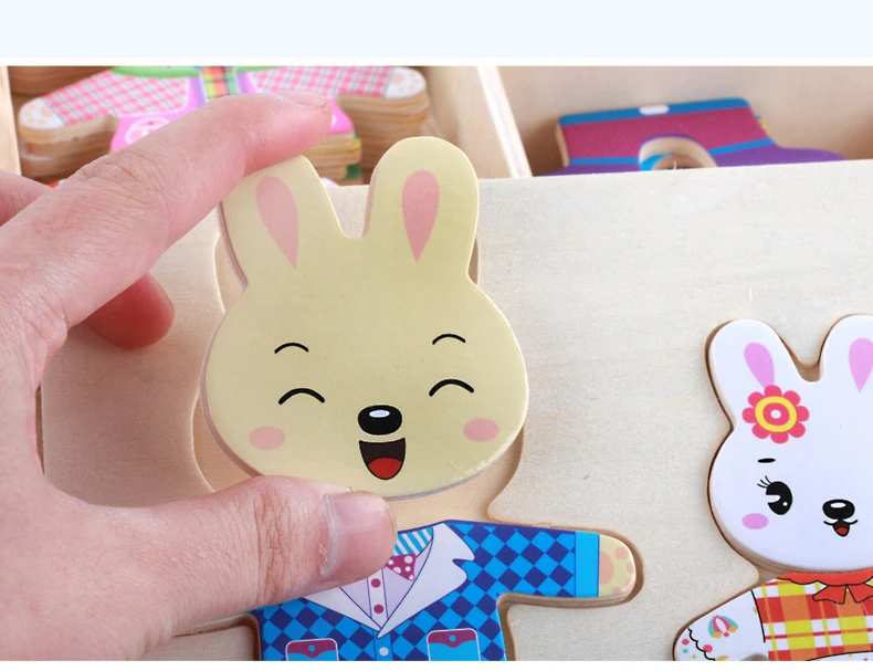 2019 новое платье кролик изменение/Туалетная Jigsaw деревянная игра детские игрушки-головоломки раннего обучения игрушки для детей MG-J02