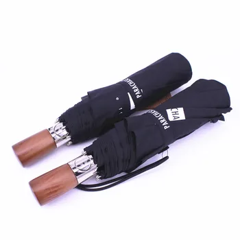 

PARACHASE Automatic Folding Umbrella Male Wood handle Strong Windproof Super Wide 46 Inch Outdoor Wooden Handle Rain Umbrellas