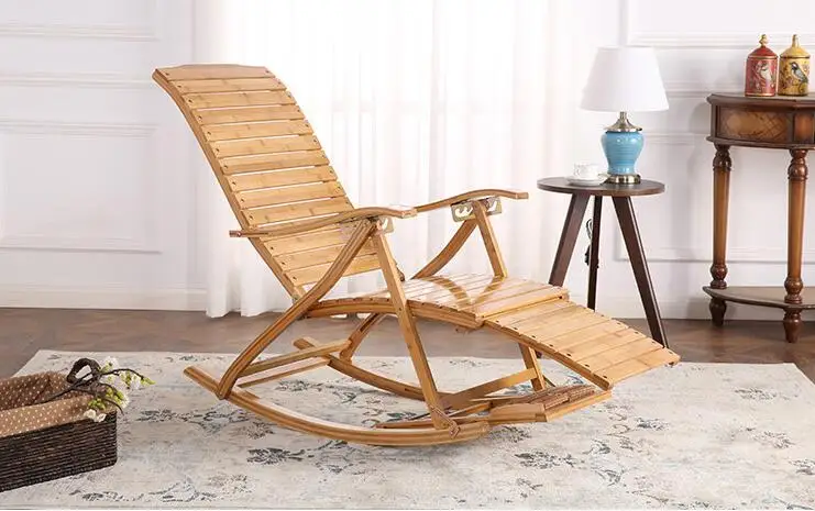 Комфортное расслабляющее бамбуковое кресло-качалка с подставкой для ног дизайн мебель для гостиной для взрослых кресло для отдыха в помещении/на открытом воздухе