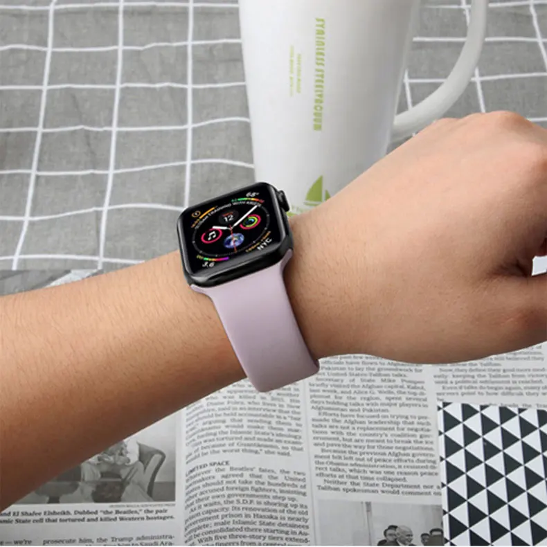Силиконовый ремешок для спортивных часов для apple watch, ремешок 42 мм, 38 мм, версия apple watch 5/4/3/2/1 браслет для iwatch 44 мм 40 мм резиновый ремешок для часов ремень