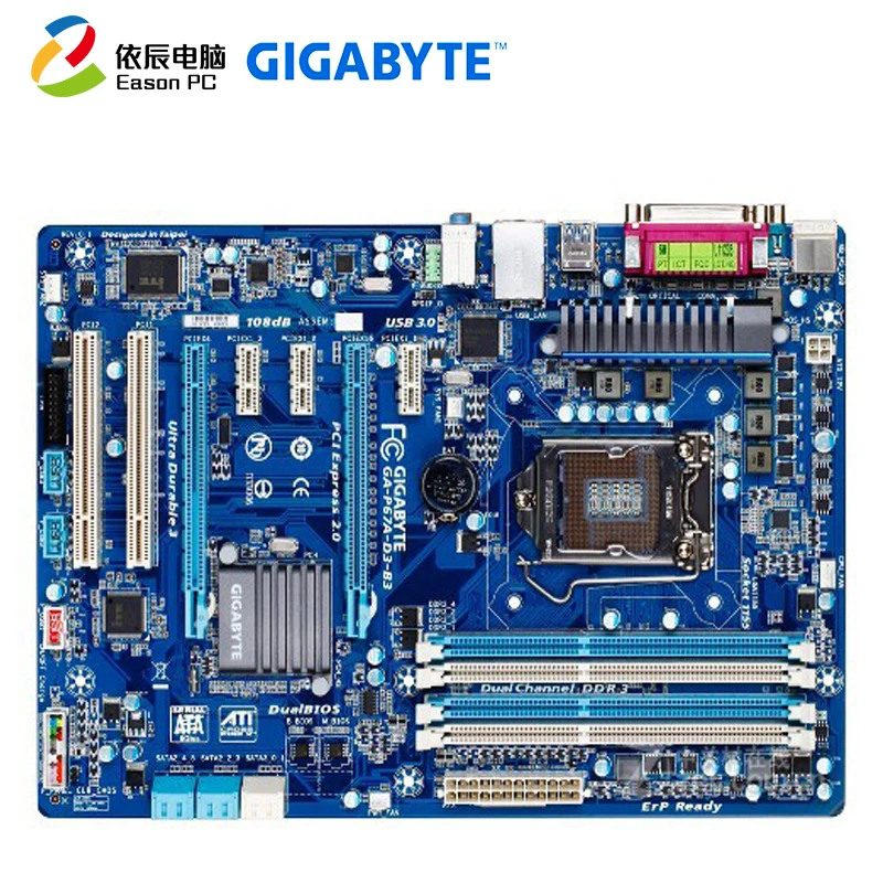 GIGABYTE GA P67A D3 B3 материнская плата для настольного компьютера LGA1155 DDR3 i3 i5 i7