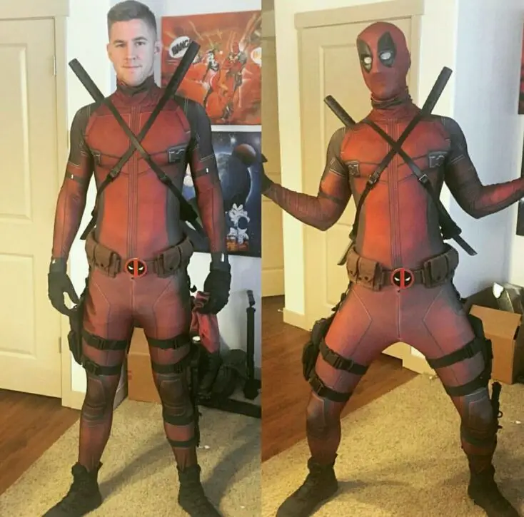 

Deadpool Spandex Lycra Adult Zentai Second Skin Tight Suit men One Piece Full Body Cosplay Costume for Halloween
