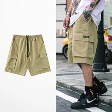 Бренд Tide, японский стиль, модные шорты Карго с несколькими карманами, мужская повседневная одежда, Harajuku, хаки, зеленый цвет, пляжные шорты для мужчин