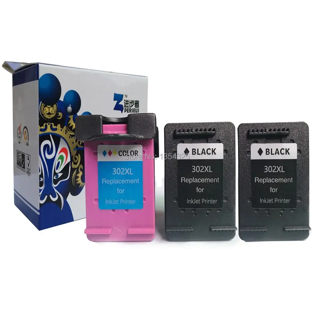 

PERSEUS Ink Cartridge For HP 302 302XL Combo(2 Black,1 Color)High Capacity Compatible with HP InkJet Printer