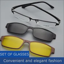 Box Eyeglasses Frame Belt Magnet Clip Myopia Glasses Polarized Sunglasses Male Sunglasses Black Frame Night Vision Goggles