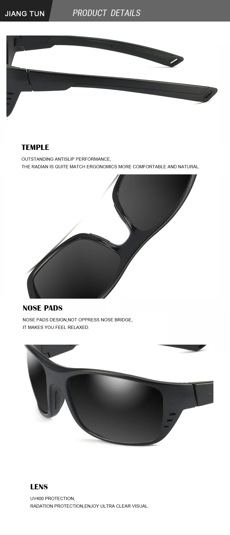 JIANGTUN Брендовые мужские поляризованные солнцезащитные очки Классические мужские оттенки брендовые дизайнерские солнцезащитные очки UV400