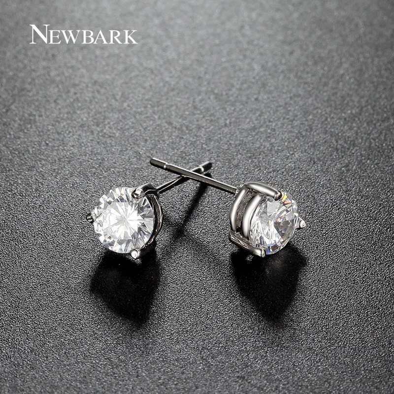 Buy NEWBARK Round Silver Color Small Crystal Stud