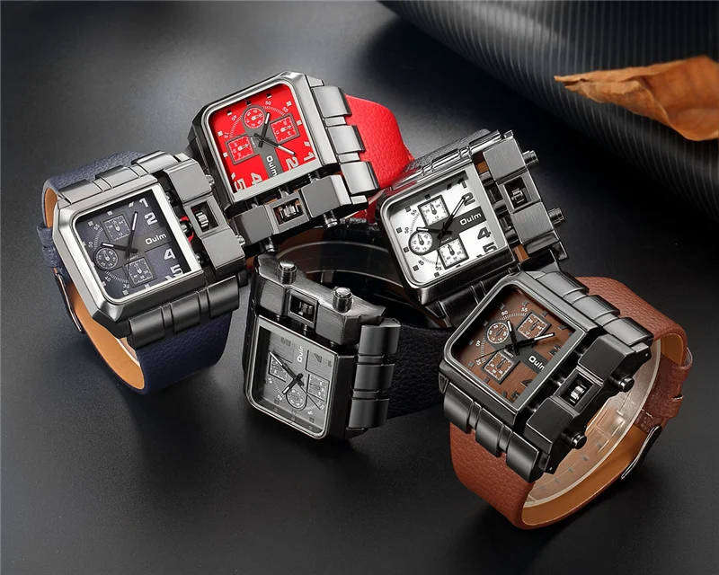 Unique Design Square Men Wristwatch Wide Big Dial Quartz Male Sport Watch