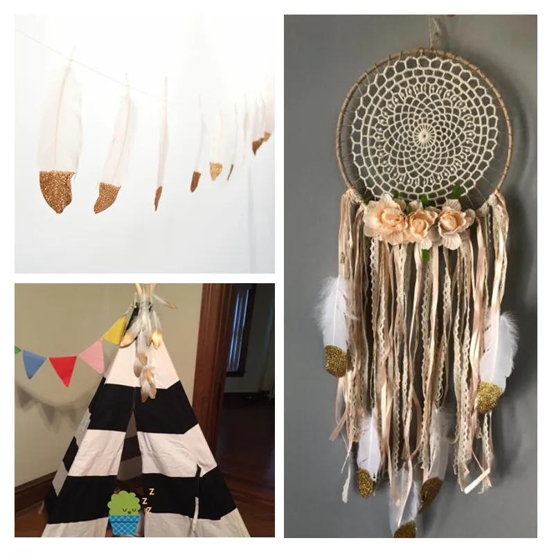 Gold Dipped Feather Garland Banner for Bohemian Wedding Party Bridal Baby Shower Teepee Decorations Boho Decor Home Wall Gold Dipped Feather Garland Banner for Bohemian Wedding Party Bridal Baby Shower Teepee Decorations Boho Decor Home Wall