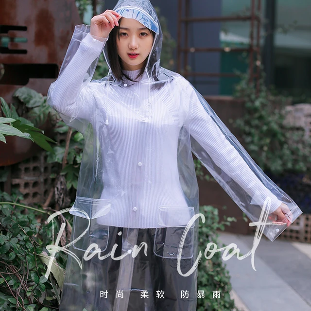 Chubasquero transparente para hombre y mujer, abrigo de lluvia EVA  transparente para pasarela, impermeable para viaje a la moda, color negro -  AliExpress