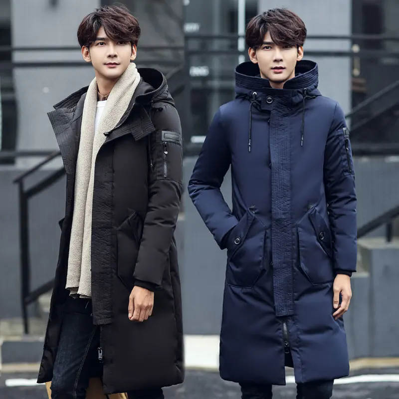 B Hooded Long Winter Duck Down Parkas Men Casual Clothing Outwear Down Jackets Male Thick Fashion Puffer Jacket plus size 3XL  