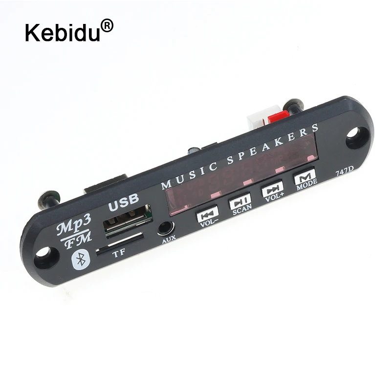 Беспроводной Bluetooth декодер kebidu 5 В 12 постоянного тока USB FM TF-радио MP3 плата модуль