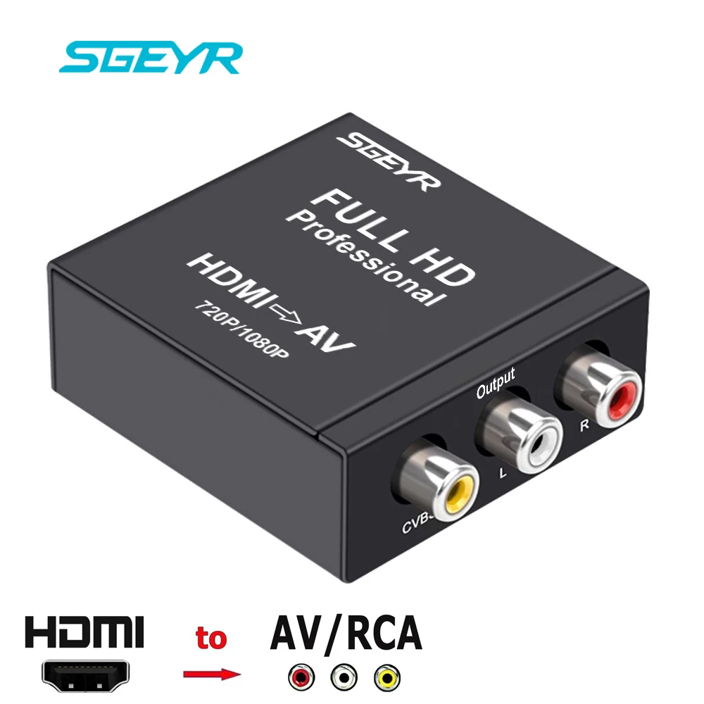 

SGEYR HDMI to VA RCA Converter HDMI to CVBS AV RCA Composite Video Converter HDMI2AV Adapter 1080P/720P HDMI Converter