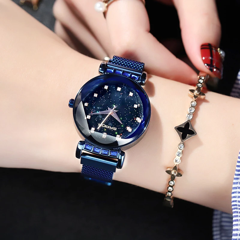 

Brand Luxury starry sky Women Watches Rose Gold Bracelet Rhinestones Quartz Ladies Watch Steel Crystal Female Clock reloj mujer