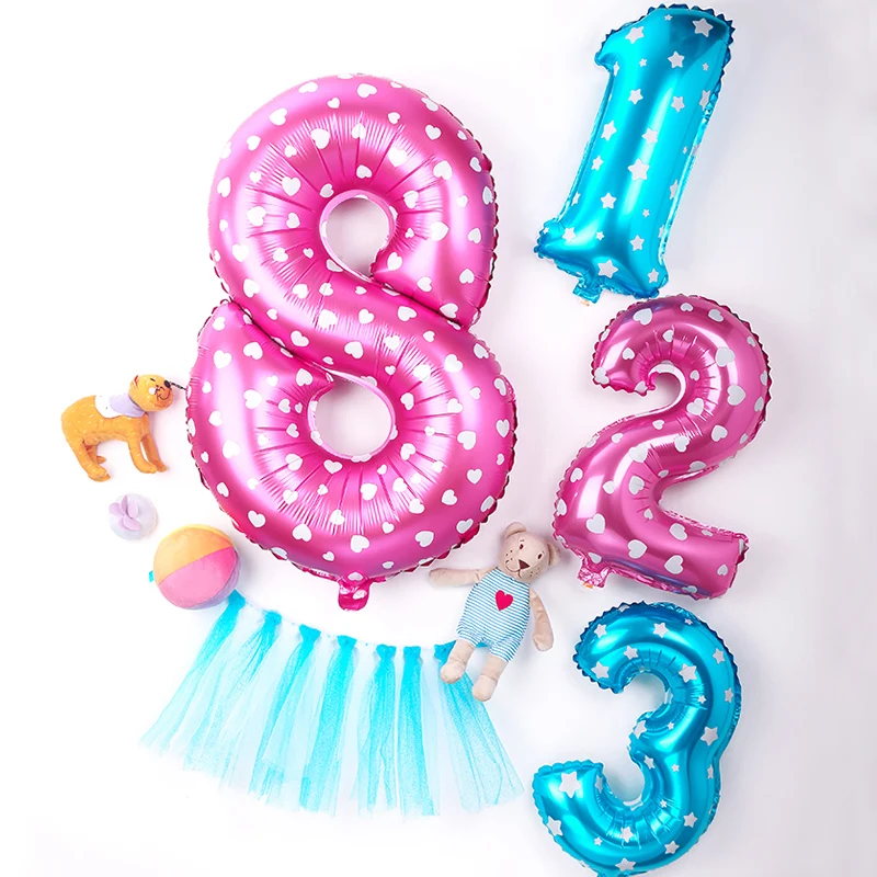 

1pc Large Rose Gold Pink Blue Number Foil balloons Baby adult Birthday party Gold 0-9 Air Balloon Decoration Kids digit Balaos