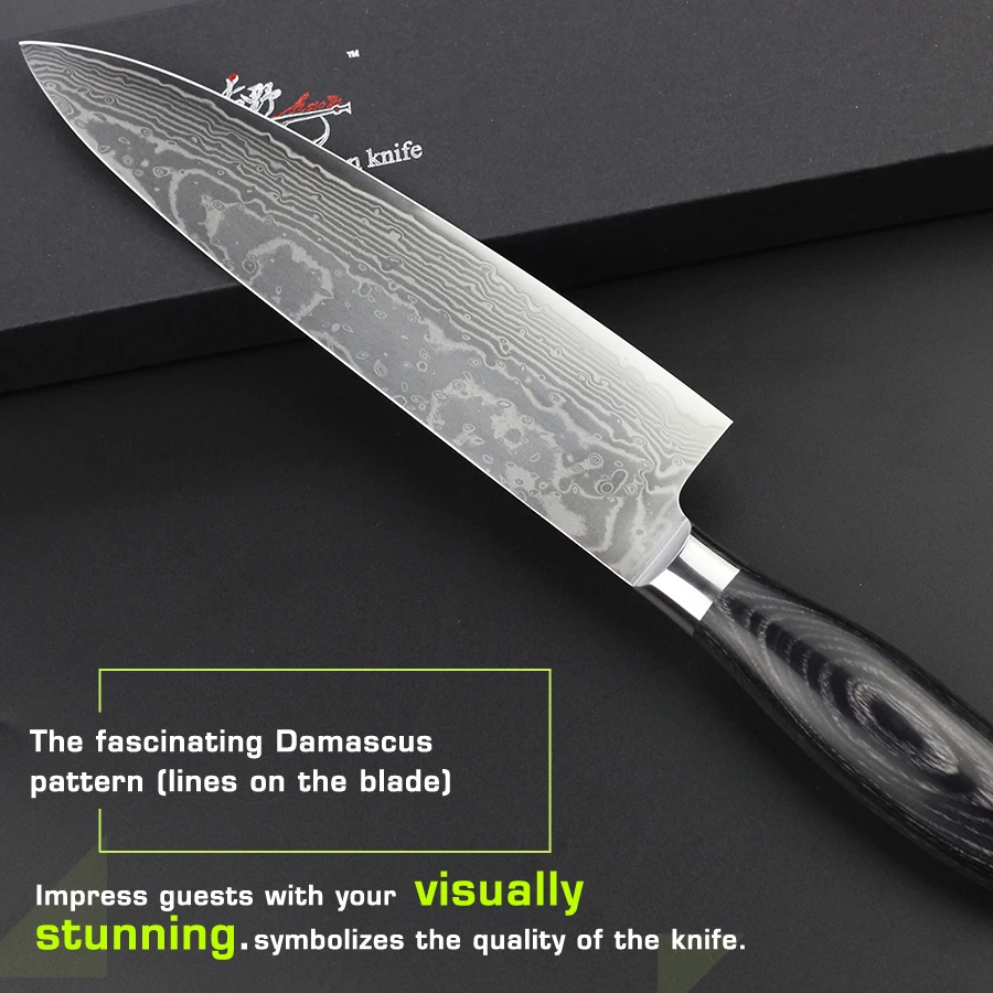  HAOYE damascus chef knife Japanese vg10 steel kitchen knives color wood handle luxury sharp cooking - 32739213431