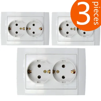 

3 pieces 118mm type European German standard double wall power outlet CE certified ABS material socket EU-8012