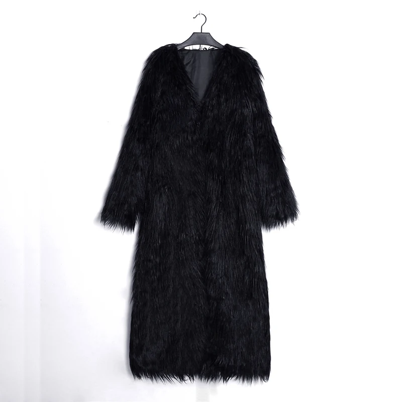 Модная длинная шуба из искусственного лисьего меха плавающая Меховая куртка осень зима женская имитация меха Пальто 4XL 5XL размера плюс