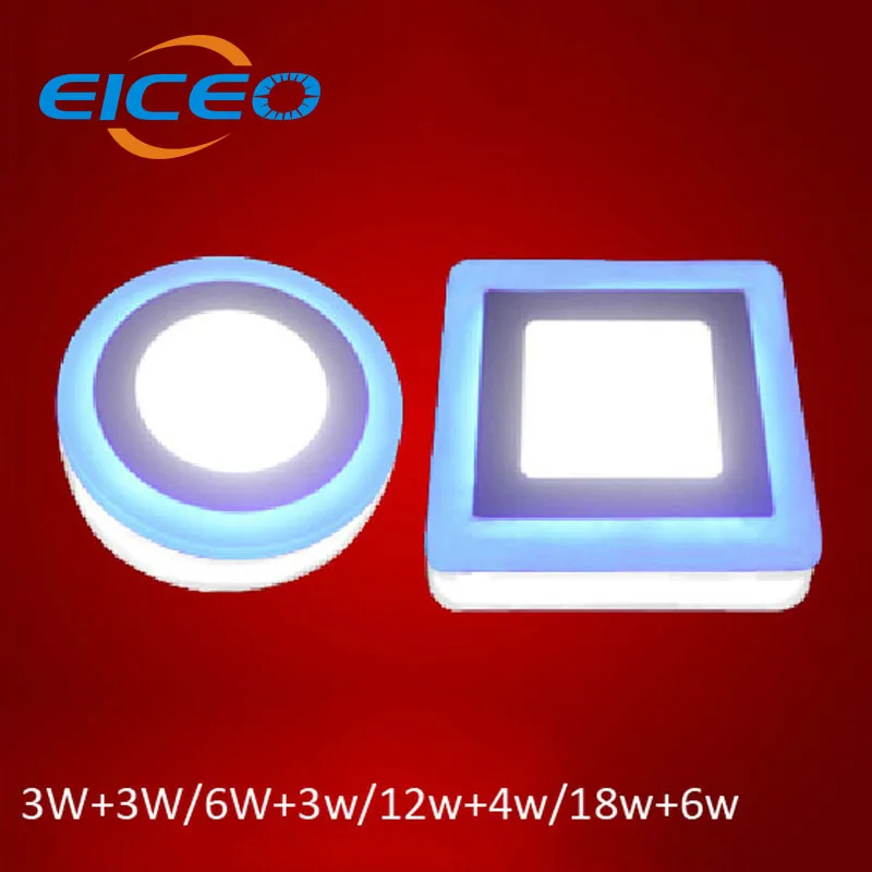 

(EICEO) No Cutting Double Color LED Ceiling Lamp Surface Mounted 6w/9w/16w/24w Panel Light CE/RoHS With 3 Years Warranty