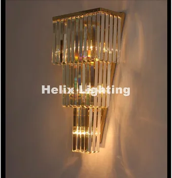 

Newly Chrome/Golden Wall Lamp W30cm Wall Sconce Bedside Living Room Wall Light K9 Clear Crystal Guaranteed 100%+Free shipping!
