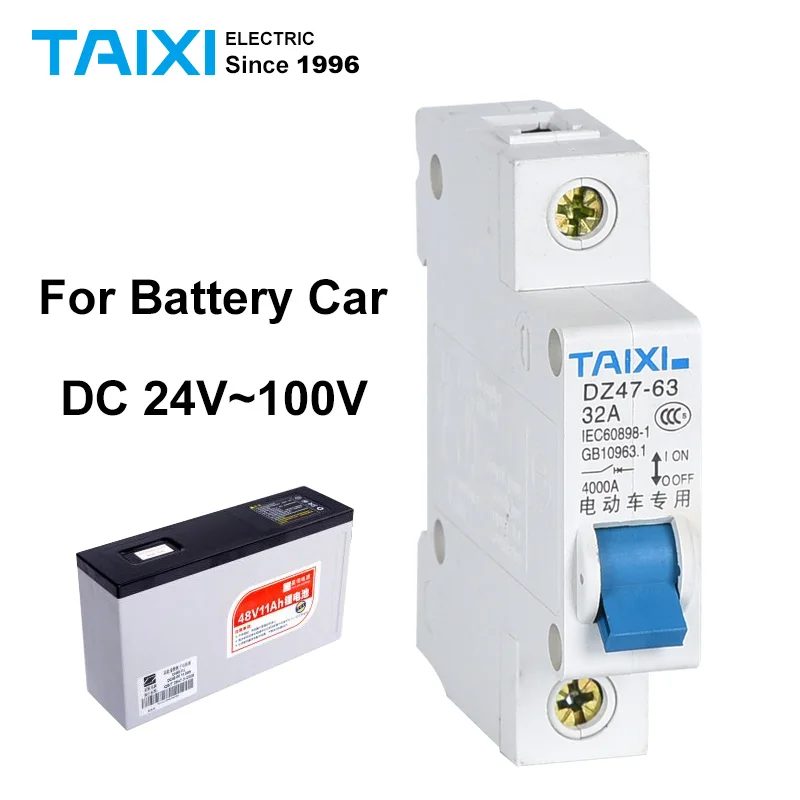 DZ47 B63 Battery Car circuit breaker DC 24V 48V 72V 96V MCB Battery