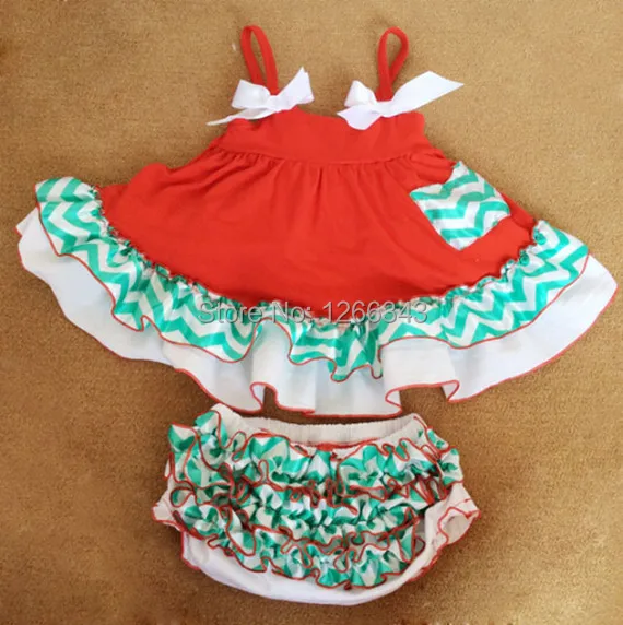 

Christmas Baby Clothes, Red White Green Baby Swing Top And Bloomer Set ,Swing Dress For Kids