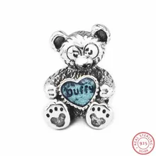 Новое поступление голубой эмалью прекрасный медведь Даффи бусины для женщин ювелирных изделий DIY Fit PANDORA талисманы Серебро 925 FL619