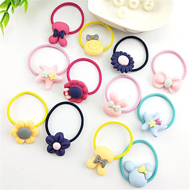 

10pcs/Lot New Girls Cute Cartoon Elastic Hair Bands Headwear Scrunchies Rubber Bands Headbands Hair Accessories