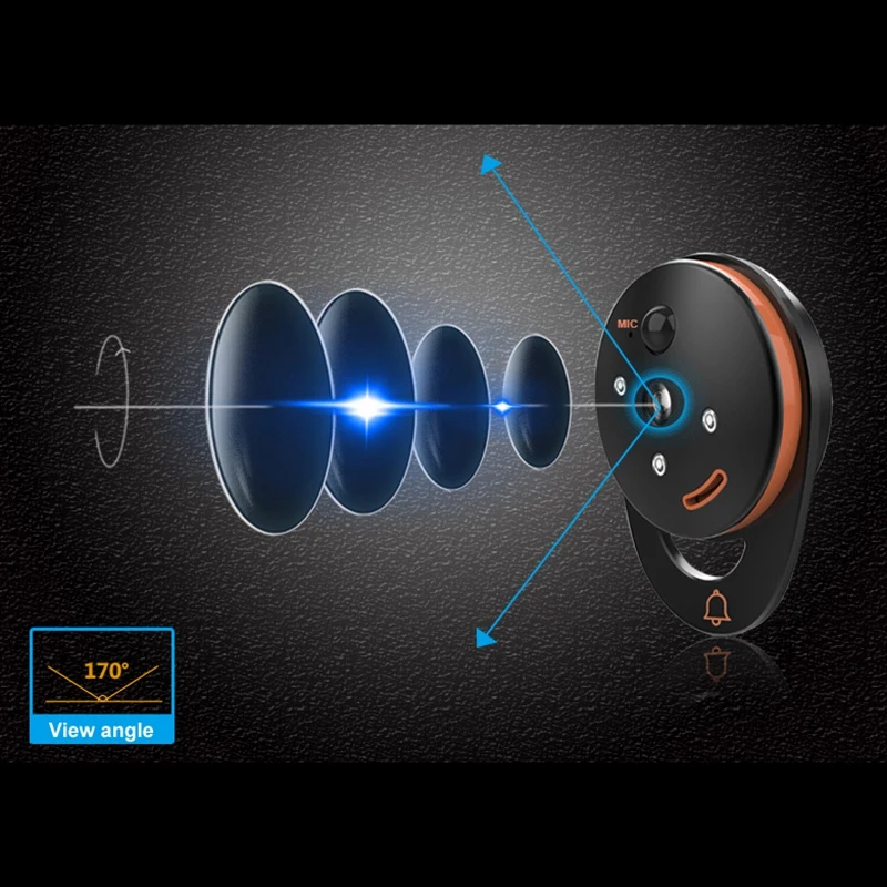 7 дюймов Беспроводной Цифровой глазок Главная безопасности смарт-дверной звонок Pir детектор движения и Запись угол 170 градусов