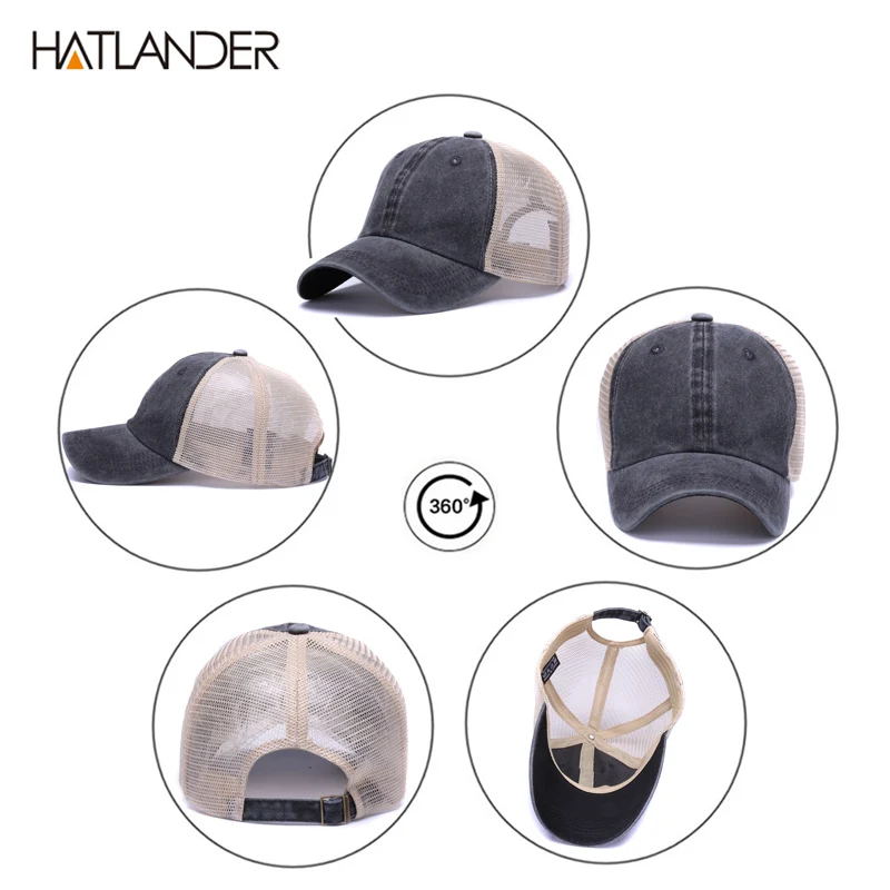 HATLANDER, повседневные однотонные бейсболки, сетчатая Кепка для грузовика, уличная летняя кепка от солнца, сетчатая Кепка gorras chapeau, регулируемая хлопковая кепка snapback