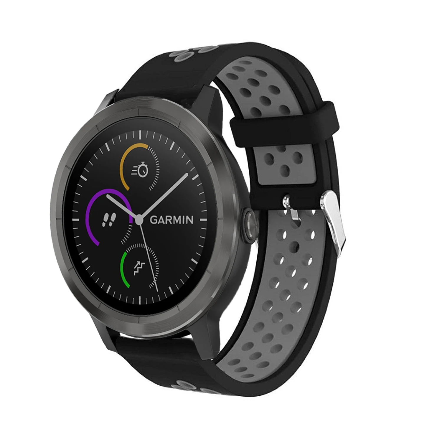 Цветной сменный спортивный силиконовый ремешок для Garmin Vivoactive 3, Смарт-часы, браслет, пряжка, запястье, ремешок 20 мм - Цвет ремешка: black gray