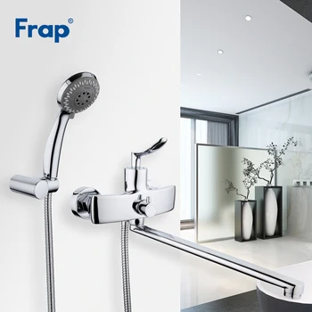 

Frap Bathroom Bathtub Faucet Shower set 350mm Outlet Pipe Cold and Hot Bath Faucets Polished Finished Brass Crane Grifo F2281