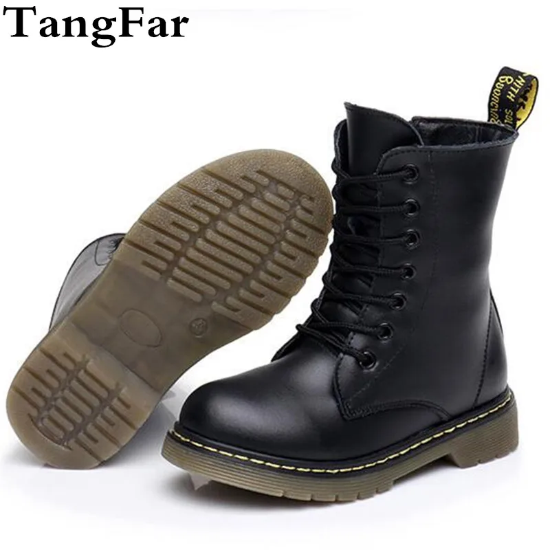 Comprar Botas de cuero genuino de piel de invierno tobillo botas para niños niño niñas de moda botas de nieve zapatos de los niños
