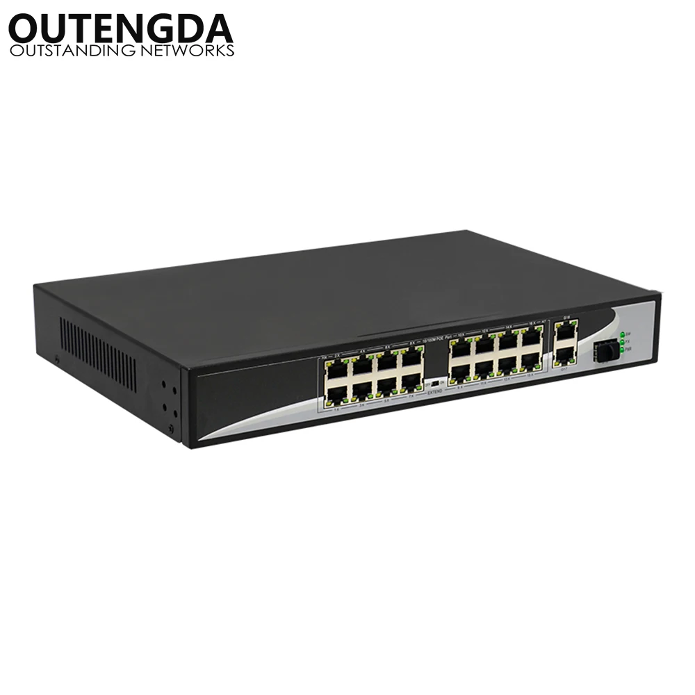 Коммутатор POE с 16 портами 2 гигабитных порта 1*1000 мбит/с 802.3AF/AT|Сетевые коммутаторы|