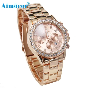 

2017 Newly Designed Geneva Date Quartz Wrist Watch Female Luxury Crystal Lady Ladies Watch 321