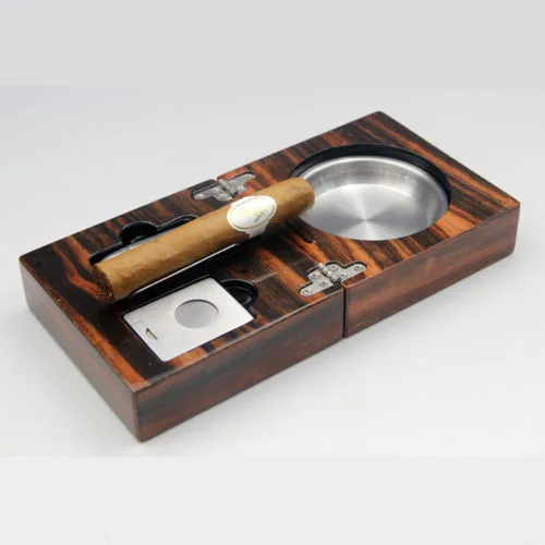 Складной Cohiba сигары костюм из кедрового дерева металл пепельница и нержавеющая