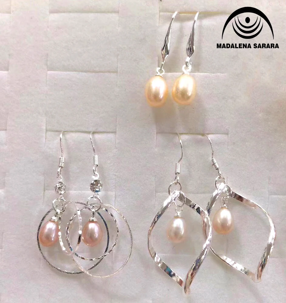 

MADALENA SARARA Natural Freshwater Pearl Earrings 7-8mm Pearl Earrings Water Drop Shape SEND IN RANDOM