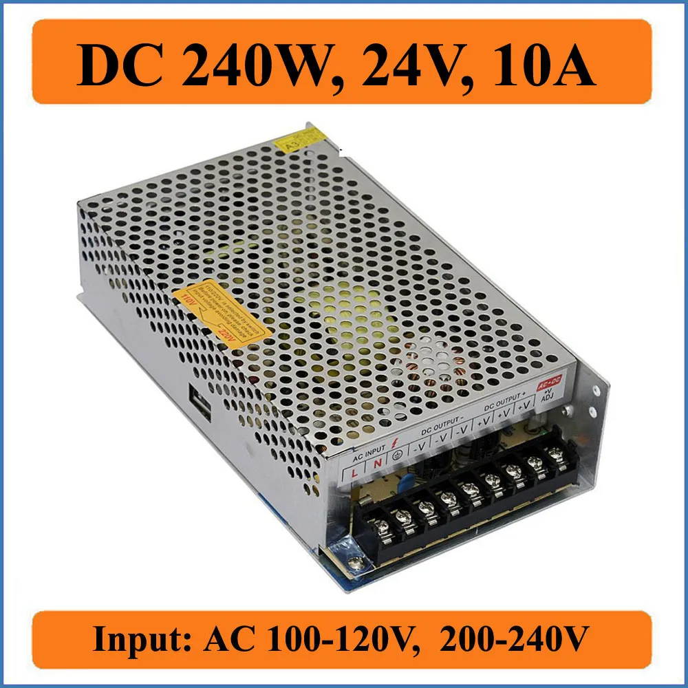 240W 24V 10A Switching Power Supply AC 100 240V to Triple DC output 24V for font