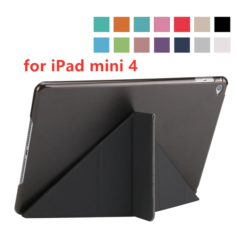 

For Apple iPad Mini 4 Case Multi-fold PU Leather Smart Cover for iPad Mini 4 Magic flip Hard Back Case with Stand Holder
